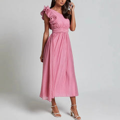 Cyflymder  Sexy Pure Color oulder Bared Dr Women's mid Length Spring Summer Autumn Cotton Polyester Svel Faionable