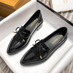 Cyflymder  British Small Leather Women's Retro Summer New Pointed Single Platform Loafers Large Size Shoes 41-43