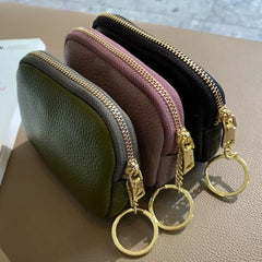 Cyflymder Fashion Genuine Leather Short Women Wallet Clutch Coin Purse Card Holder Organizer Bags Mini Zipper Cute Money Bags