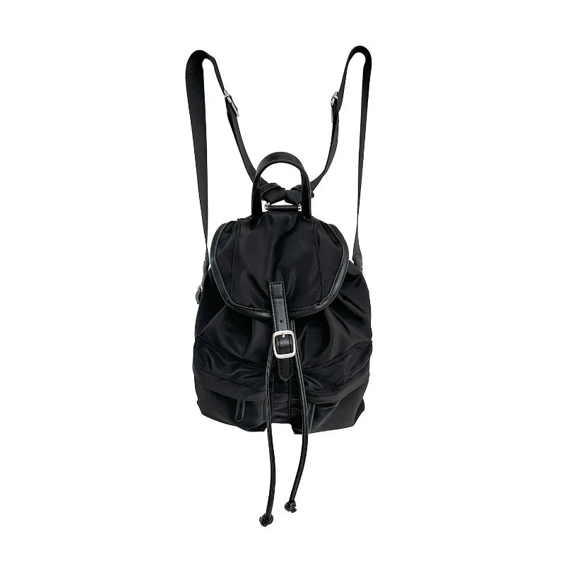 Cyflymder  Vintage Simple Fashion All Match Backpack Casual Nylon Drawstring Women Schoolbags Pleated Y2k Aesthetic Backpacks for Students