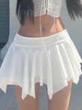 Cyflymder Asymmetrical A-line Pleated Mini Skirt Low Waist Fairycore Sweet Short Skirts Aesthetic Cute Coquette Outfit Y2K Women