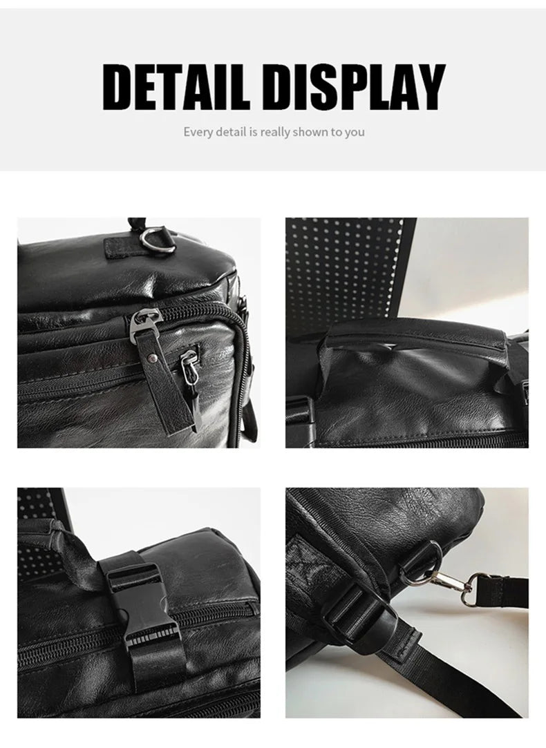 Cyflymder  Travel Backpack Gym Fitness Bag Women Men PU Large Capacity Training College Students Schoolbag Sports Laptop Vintage Daypack