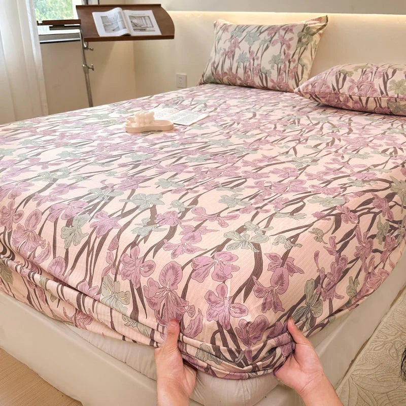 Cyflymder 1PC Flower Printing Bed Sheet For Double Bed Adjustable  Elastic Band Wrap Around Mattress Cover Queen/king 매트리스커버 No Pillowcase