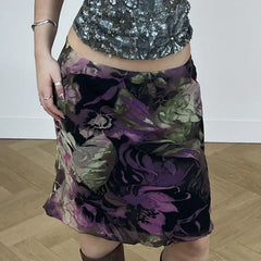 Cyflymder  Literary Vinatge Korean Summer Mesh Skirts Y2k Elgant Fairy Flower Print All Match Casual Punk Jupe Harajuku Hiigh Street Skirt