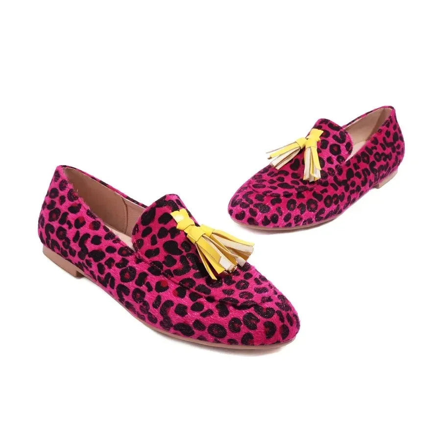 Cyflymder   Pointed Toe Korean Shoes Casual Female Sneakers Dress Flats Women Autumn Summer New Fall Leopard Rubber Med Leopard Flock