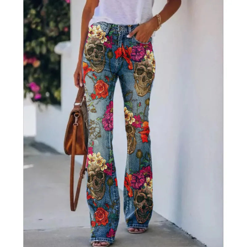 Cyflymder  New Arrival European American Plus Size Women Casual Pants Floral Print Thin Long Trousers Fashion Comfortable Loose Fit Summer