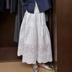 Cyflymder  white skirt women cotton midi skirt spring summer skirt streetwear cotton elegant long skirts for women