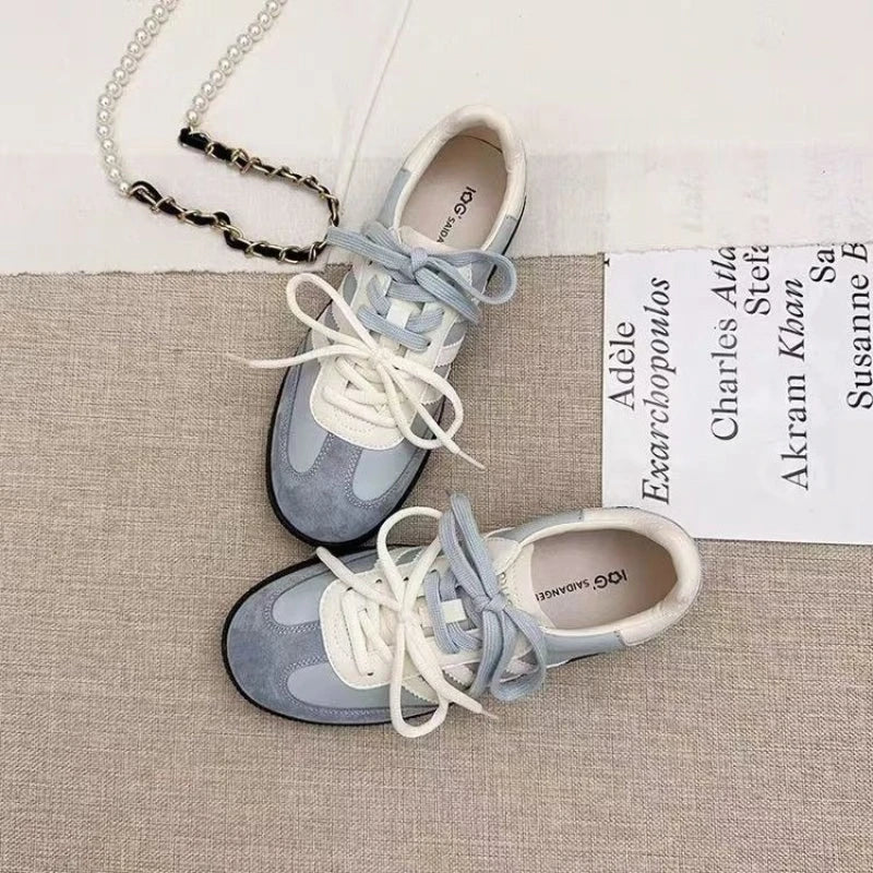 Cyflymder  New Women's Casual Fashion Breathable loafers Walking Lace Flat Shoes Women's Gym Vulcanized Shoes