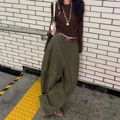 Cyflymder  Y2K American Large Size Waed Knife  Jeans Women's New Sle Spicy Bf Retro Floor Length Wide Leg Pants Casual High Waist