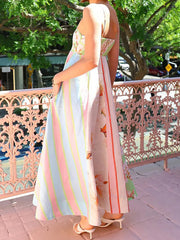 Cyflymder  Women s Elegant V-Neck Maxi Dress with Ruffle Hem and Adjustable Spaghetti Straps for Summer Beach Wedding Party