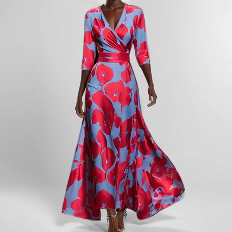 Cyflymder  Print Midi Dr for Women with Giant Hemline And Belt Loose Fit Sve Semi Casual Perfect Gift Ideal Cotail Dr...