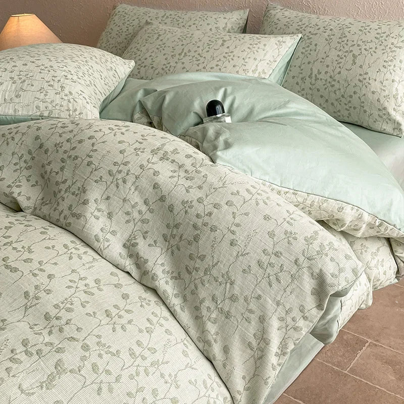 Cyflymder  Light Luxury Soft Thick 100% Cotton Flat Sheet Sets Satin Jacquard Silky Bedding Set for Seasons Single Double Bed Comfort Set
