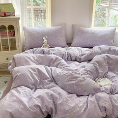 Cyflymder  Grade-A Double-Layer Yarn Pure Cotton Bedding Set Single Double High-Quality Bedsheet Kit Skin Friendly Ultra Soft Quilt Set