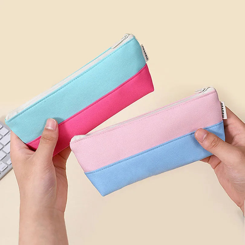 Cyflymder  Simple Pencil Case School Supplies Pencil Pouch Stitching Color Pen Case Back To School Estuche Escolar Stationery Pencil Cases