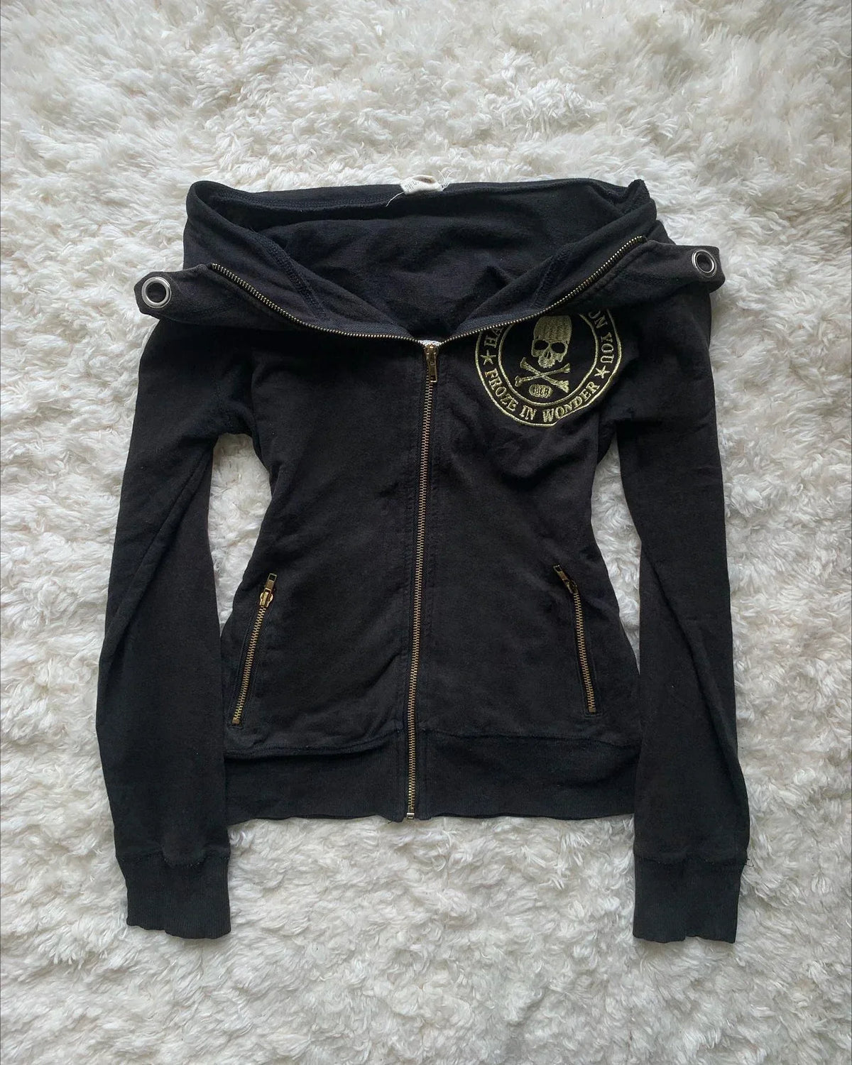 Cyflymder  Y2K New Gothic Punk Stand Collar Jacket Women Clothes Harajuku Sexy Slim Fit Back Drawstring Jacket Retro Army Green Short Coat