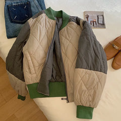 Cyflymder  Casual Oversize Nylon Puffer Jaet Men's Women's Rhombus Patterned Winter Coat Youth Faion Thiened Polyester Fiber