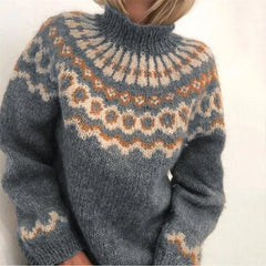 Cyflymder  Elegant Knitted Turtleneck Sweater Women Autumn Winter Casual Warm Geometry Stripes Jumpers Female Office Sweet Style Loose Tops