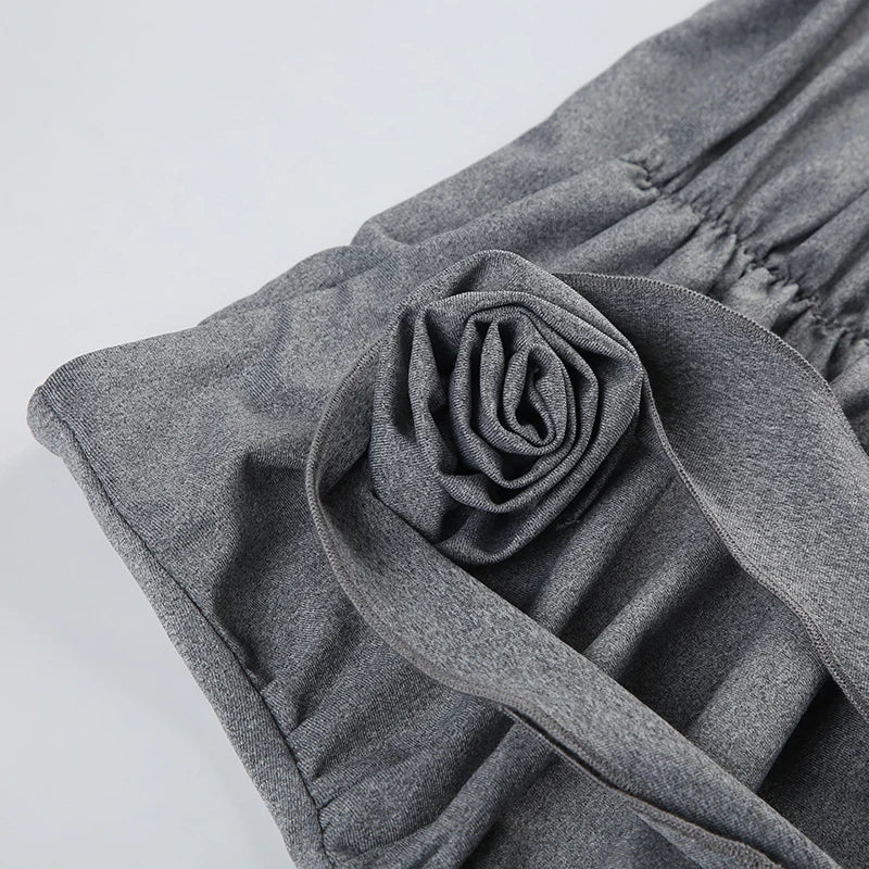 Cyflymder  Elegant Fashion Tie Flowers Bodycon Skirts Slim Folds Low-Waisted Maxi Skirts Women 2025 Summer Fashion Streetwear Lady