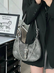 Cyflymder  Vintage Shoulder Bag Women High Street Chain Chic Casual Solid Bag Ladies 2025 New Autumn Harajuku Crossbody Bag Y2k