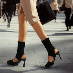 Cyflymder  Sandals New Designer Knitted High Heels Sandals Summer Slip-on Thin Heeled Sandals Woman Fashion Elegant Sexy Party Shoes