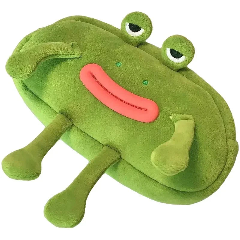 Cyflymder  1 Piece Funny Frog Pencil Case for Kids Creative Design Cute Cartoon Frog Stationery Storage Bag Large Capacity Kawaii Pen Case