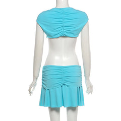 Cyflymder   Buttons Patchwork Vacation Beach Mini Dress Women Sexy V Neck Sleeveless Backless Ruched Pleated Party Clubwear Y2K Streetwear