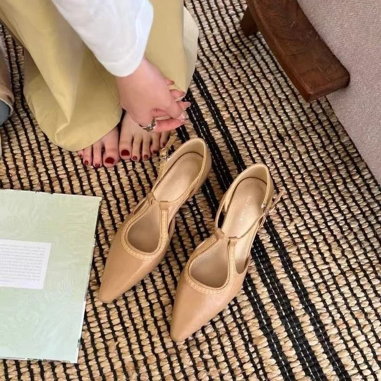 Cyflymder  Summer Buckle Latch Design Low Heel Shoes Women Shallow Mouth Comfort Shoes Relaxation Comfortable Women Low Heel Shoes 5667