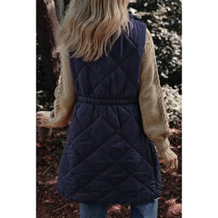 Cyflymder  Plus Size Keep Warm Cotton Long Jacket Casual Solid Sleeveless Button Zipper Winter Outwear Coats Stand Up Collar Pocket Jackets
