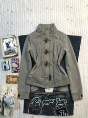 Cyflymder  Vintage Coat Slim Winter Y2k 2000s Hoodie Punk Goth Streetwear Aesthetic Harajuku Hoodies Woman Clothes Button Sweatshirt Casual