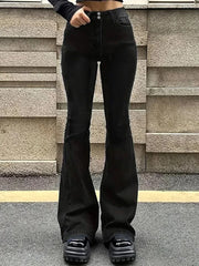 Cyflymder  New Women Stretchy Flared Jeans Lady High Waist Denim Jeans Pants Luxury Designer Classic Bell Bottoms Long Trousers