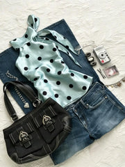 Cyflymder  Polka Dot Halter Sweet Y2k 2000s Summer Crop Top Vintage Sleeveless Slim Woman Clothes Tanks Top Fashion Hot Girl Emo Tees Chic