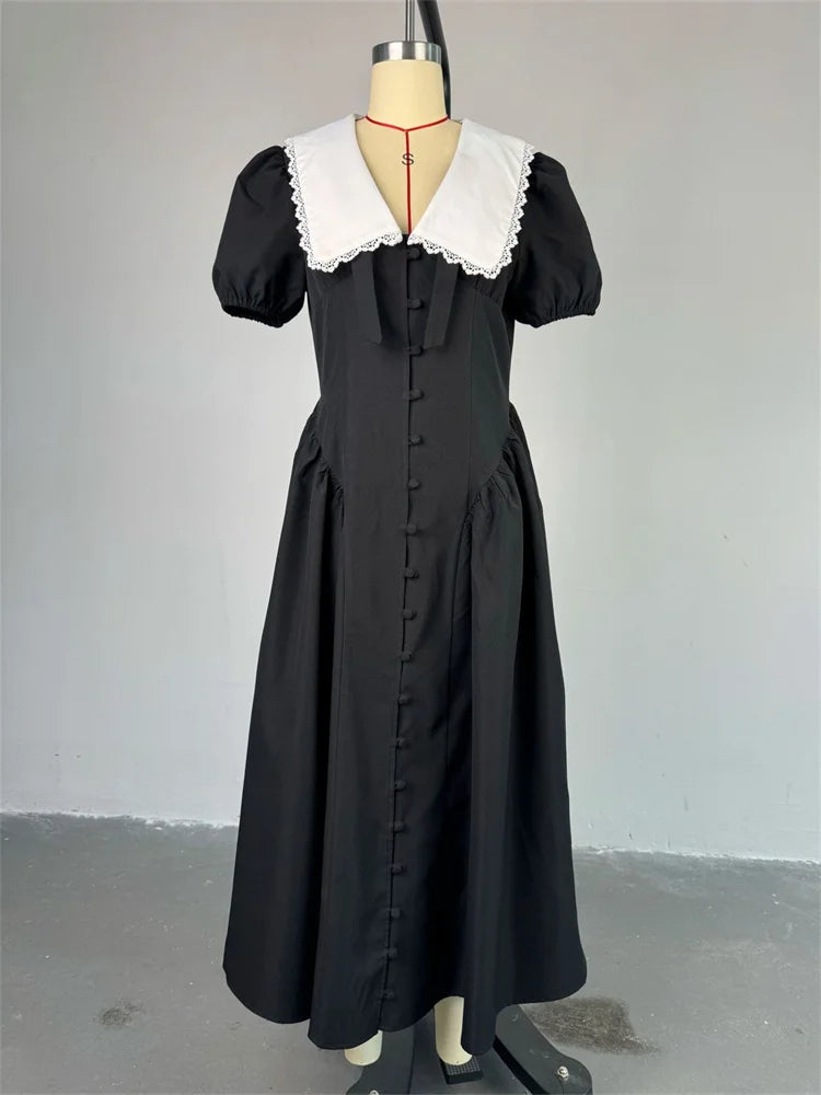 Cyflymder  Long Dresses Women Sexy V Neck Short Sleeve Sweet Dress Elegant New in Summer Fashion Street Wear