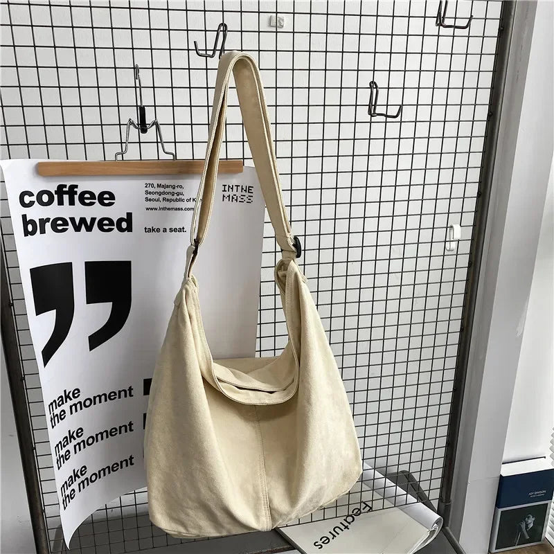 Cyflymder Shoulder Bag Women Shopper Canvas Tote Bag Female Solid Simple Large Capacity Crossbody Bags Women Designer Handbags