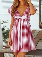 Cyflymder  Women s Casual Sleeveless Floral Print A-Line Dress with Pockets and V-Neckline for Summer Beach Party Wear