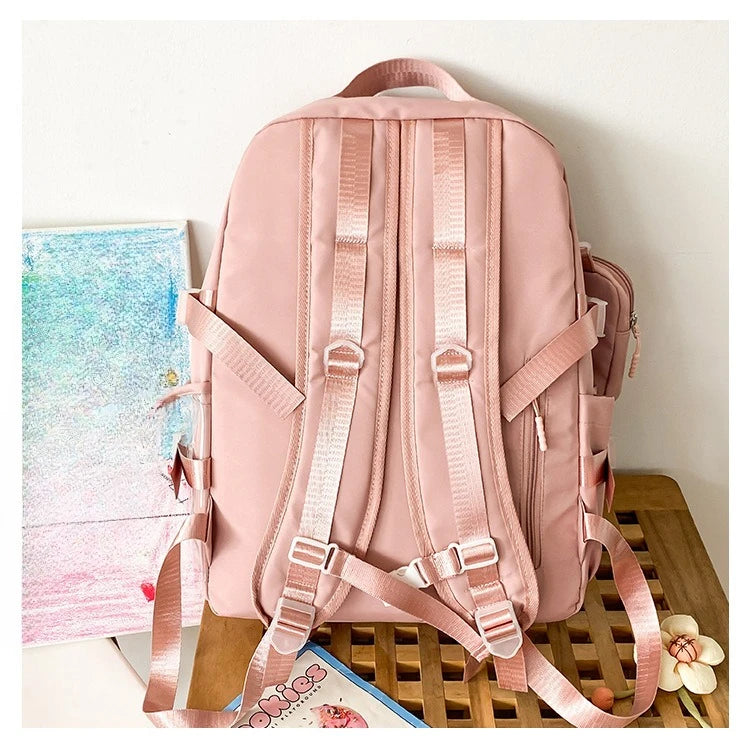 Cyflymder  Transparent Vintage Pockets Students Backpacks Y2k Aesthetic Women Casual All Match Schoolbags Korean Trendy Streetwear Ita Bags