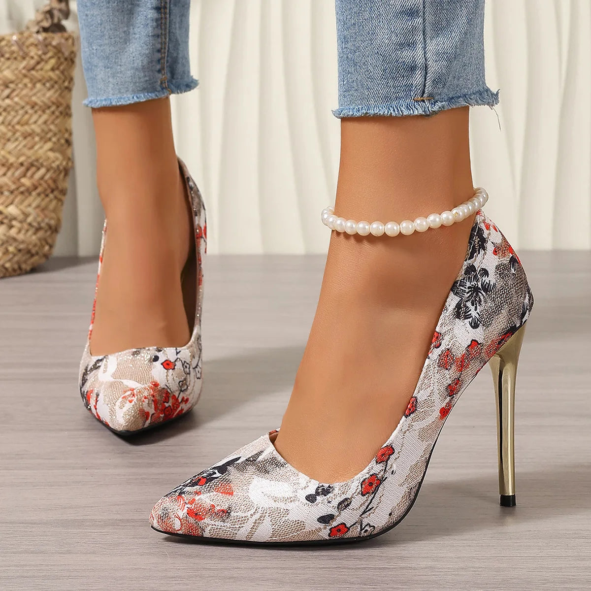 Cyflymder  Fashion Show Sexy Shoes Spring Autumn New Embroidery Women's High Heel Pumps Stiletto Pointed Toe Large Size High Heels