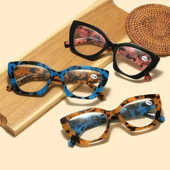 Cyflymder  Ladies Anti-blue Light Plus Diopter Eyewear Vintage Women Large Reading Glasses Trendy HD Lens Far Sight Eyeglasses 0 To +4.0