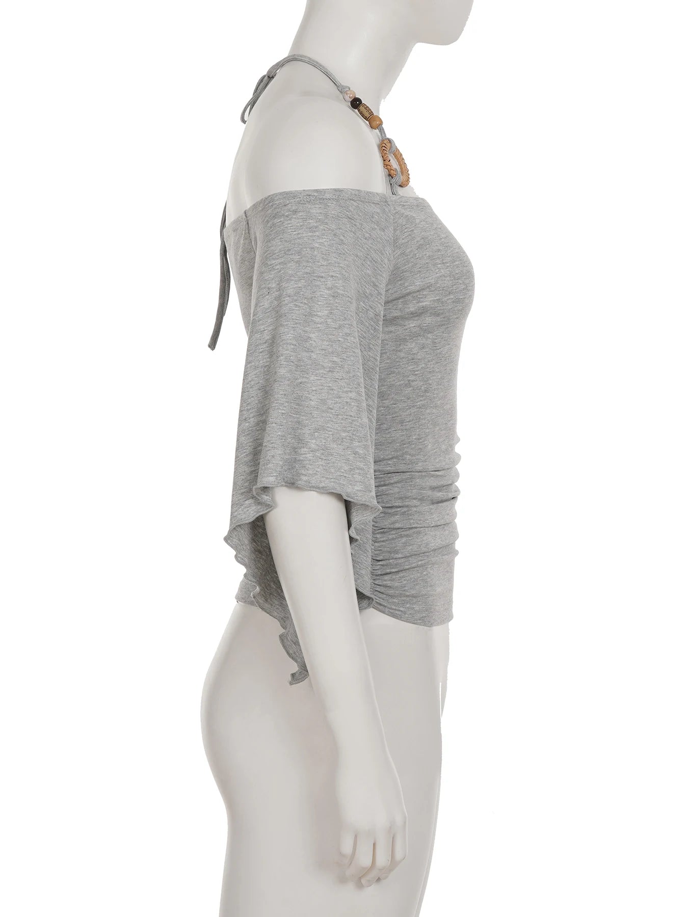 Cyflymder  Casual Solid Halter T Shirt Casual Slim Bandage Slash Neck Short Sleeve Tees Women Summer Fashion Streetwear Ladies