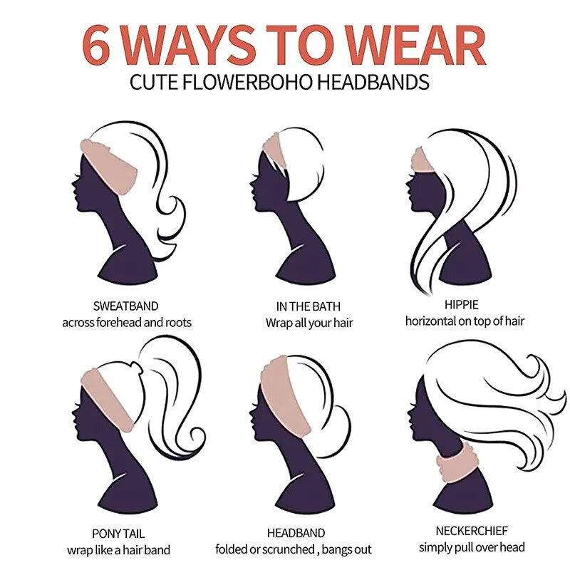 Cyflymder Boho Knot Turbans Yoga Elastic Head Wrap Women Headband Wide Hairbands Headwear Floral Bandanas Fashion Hair Band Accessories