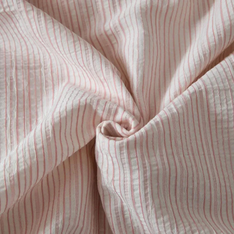 Cyflymder  Nordic Style Pure Cotton Jacquard Bedding Set Super Soft Skin Friendly Striped Duvet Cover Kit Adult Home Bedclothes for Seasons