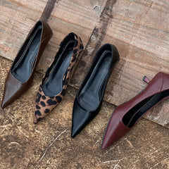 Cyflymder  Spring Vintage Women Leopard Pumps Shoes Fashion Pointed Toe Slip on Shoes Concise Office Lady Shoes