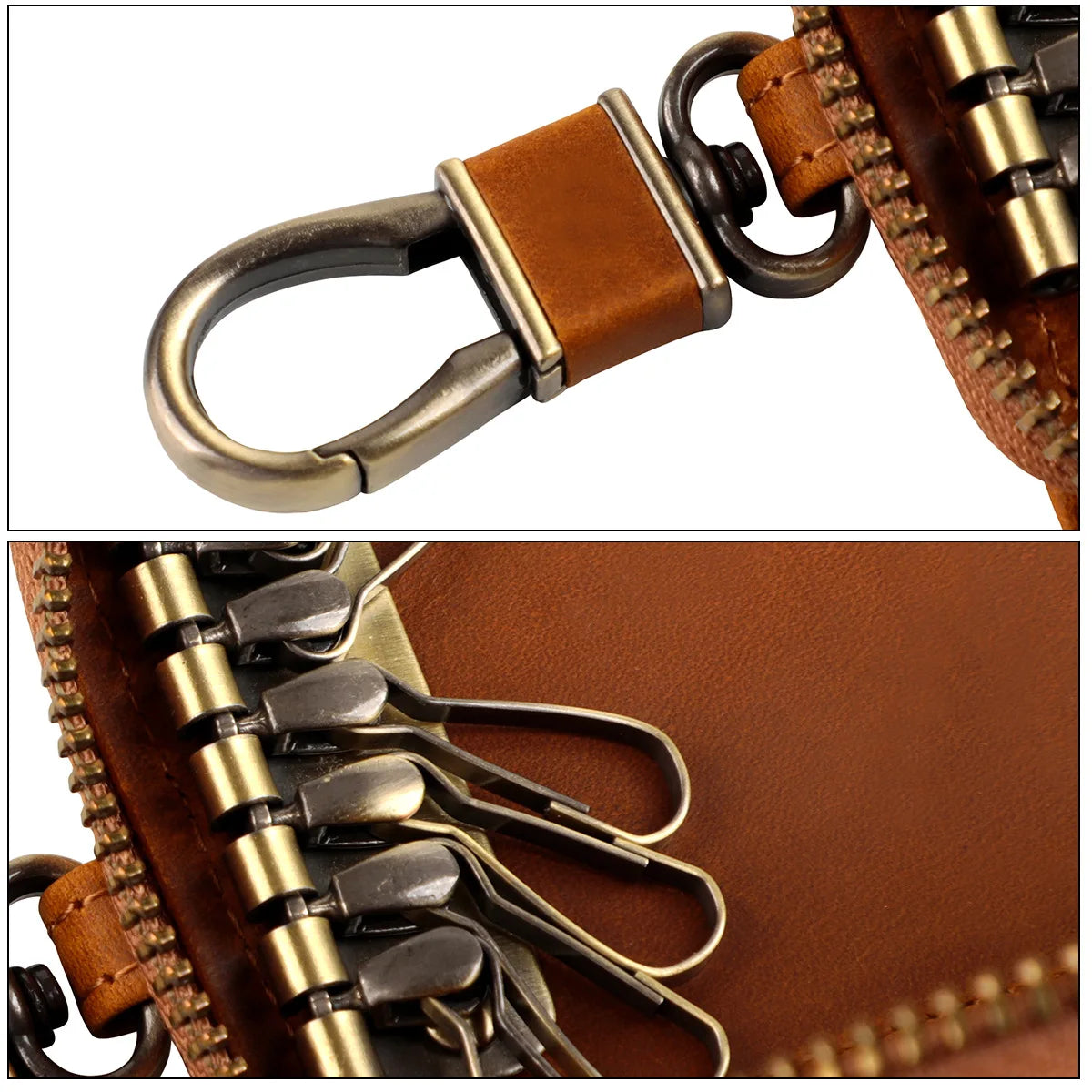 Cyflymder  Genuine Leather KeyChain Key Bag For Men Multifunction Organizer Wallet Holder Car Small Key Case Keys Pouch