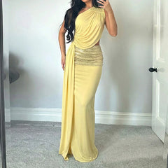 Cyflymder   Women Elegant Patchwork Sequins Long Dress Fashion Diagonal Collar Hollow Evening Dress Summer One-shoulder Slim Bodycon Dresses