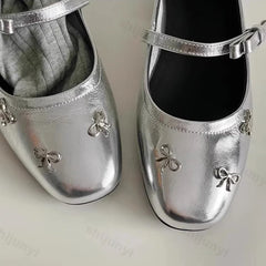 Cyflymder  Women Leather Shoes 2025 Autumn New Fashion Bow Knot Luxury Mary Jane Shoes Lightweight Comfortable Slip Om Outdoor Casual Shoes