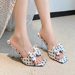 Cyflymder   Summer Fashion Concise Style High Heels Sexy Women Slippers Heels Breathable Slippers Square Toe Female Slippers 6554