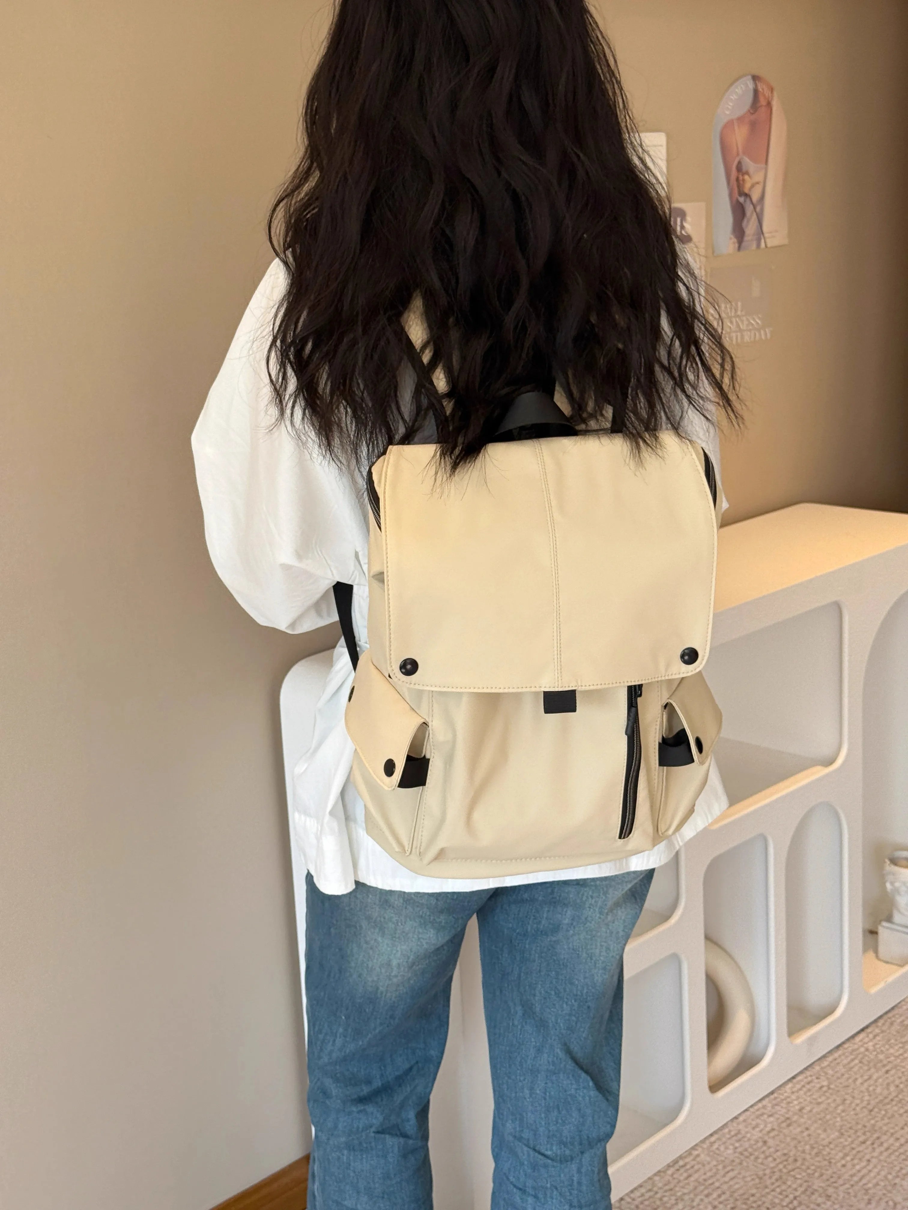 Cyflymder  Korean Y2k Aesthetic Simple Backpack Casual All Match Fashion Schoolbags Vintage Preppy Trendy Chic Backpacks for Women Students