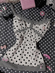 Cyflymder  Harajuku Sling Polka Dot Y2k 2000s Sweet Slim Vest Goth Punk Sleeveless Streetwear Crop Top High Street Woman Clothes Summer Tee