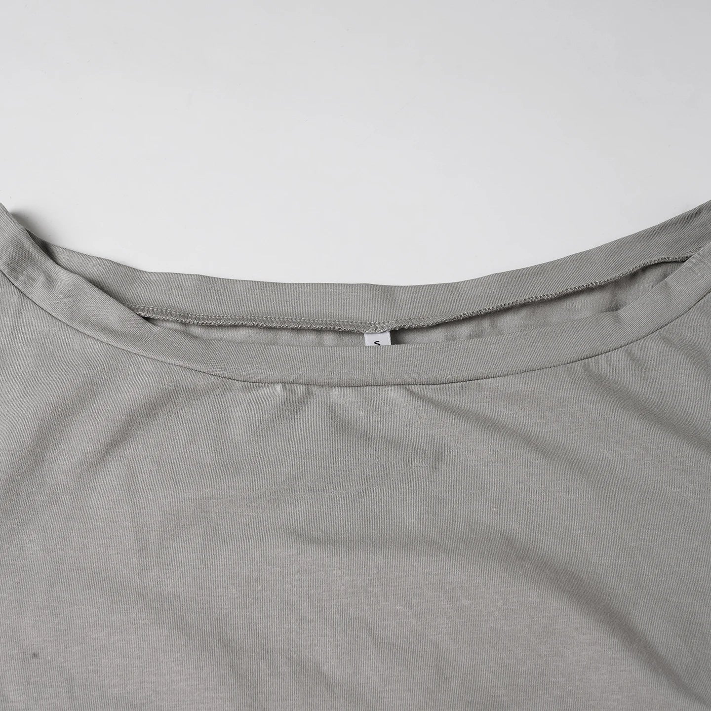 Cyflymder  Solid Grey Loose Drawstring T-shirt Asymmetrical Off-shoulder Short Sleeve T Shirts Women Casual Summer Tees y2k Vintage