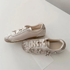Cyflymder  Summer Gary Cute Flowers Ballet Flats Shoes Women Black Sweet Casual Sneakers Shoes Trainers Comfy Walk Daily Footwear