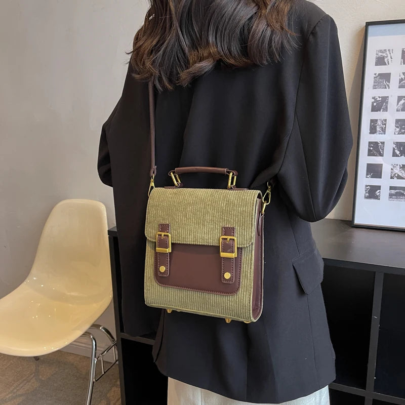 Cyflymder Vintage Small Corduroy Woman Backpacks New Female Fashion Backpack Travel Shoulder Bag Mochilas Crossbody Bags for Teenage Girls